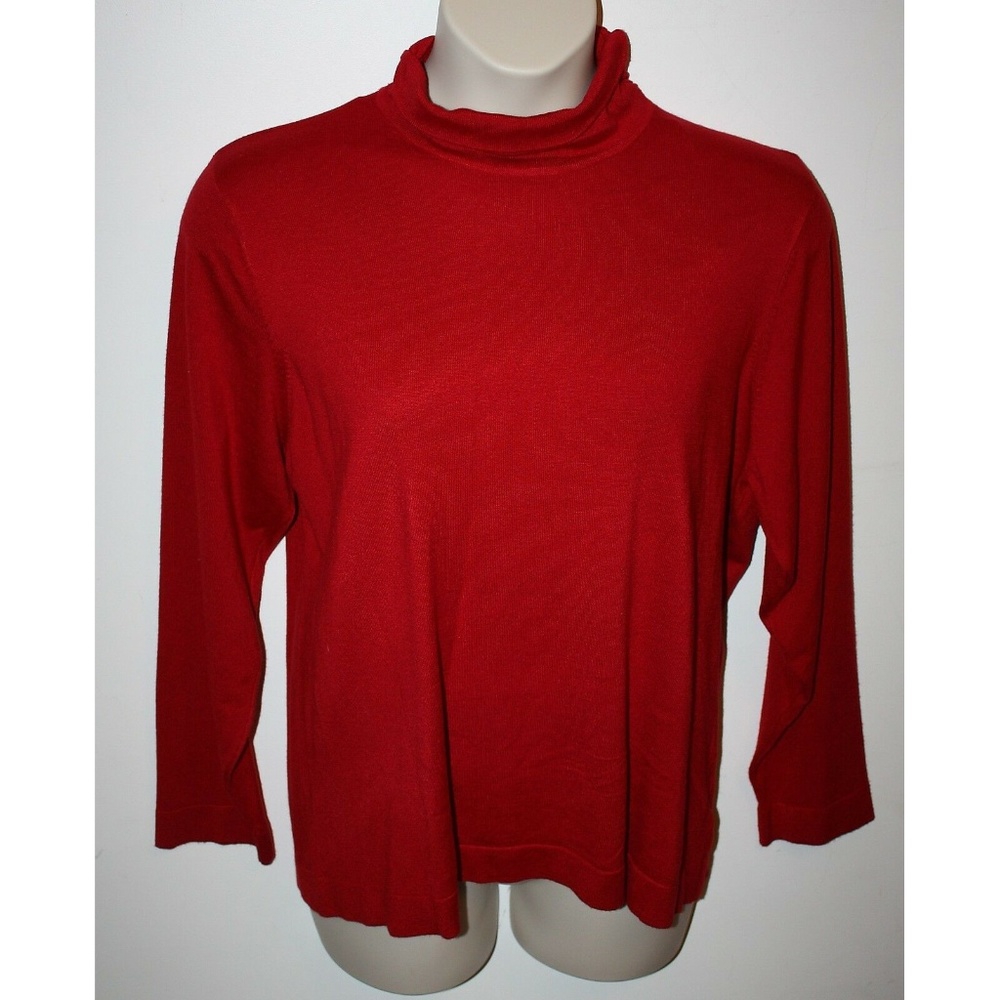 Stretch Ruched Neck Red Long Sleeve Top Size 2X